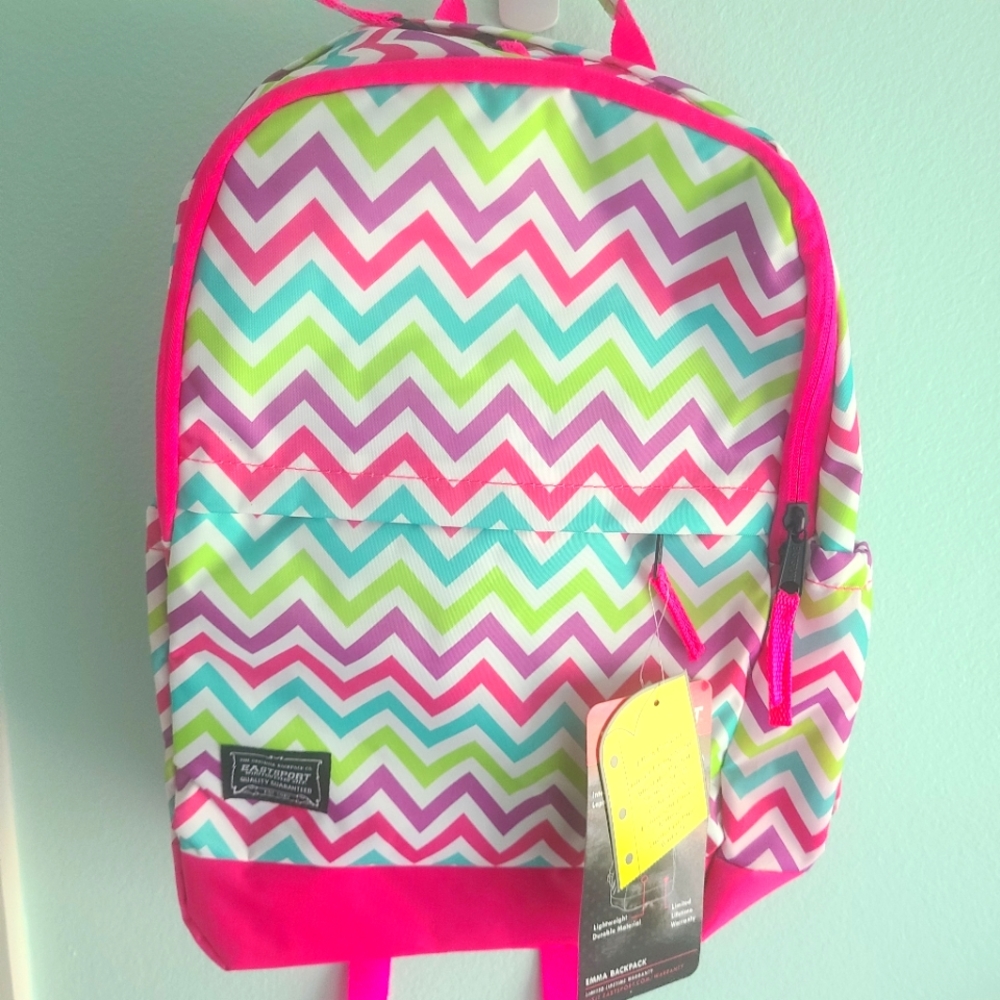EastSport Pink Emma Backpack Herringbone Pattern